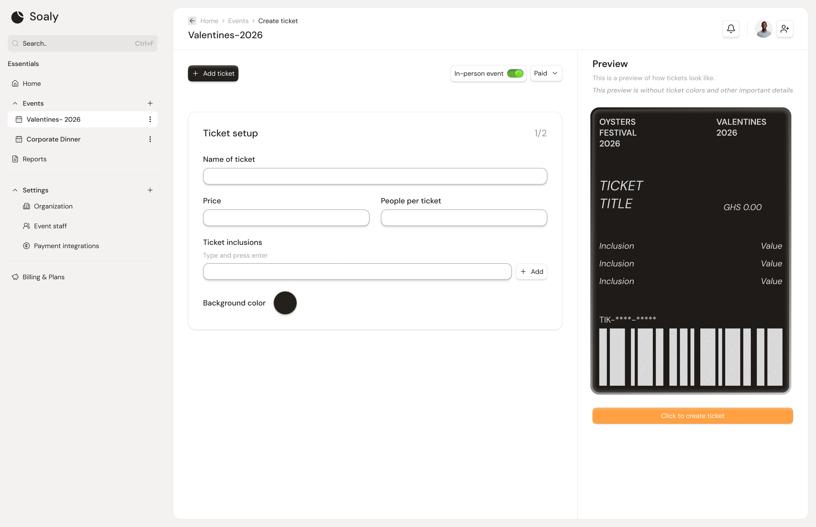 Adding a ticket