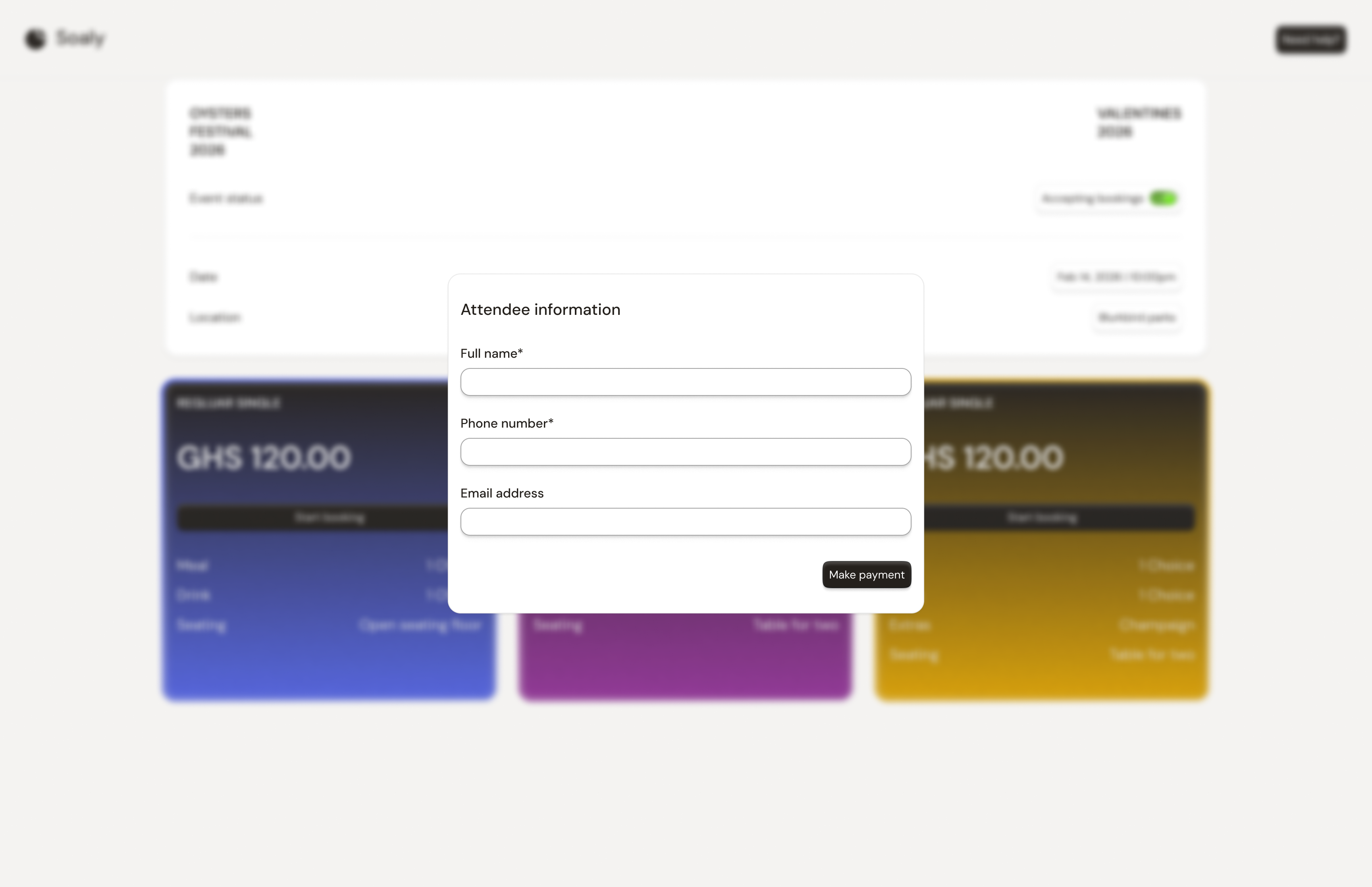 The booking checkout step