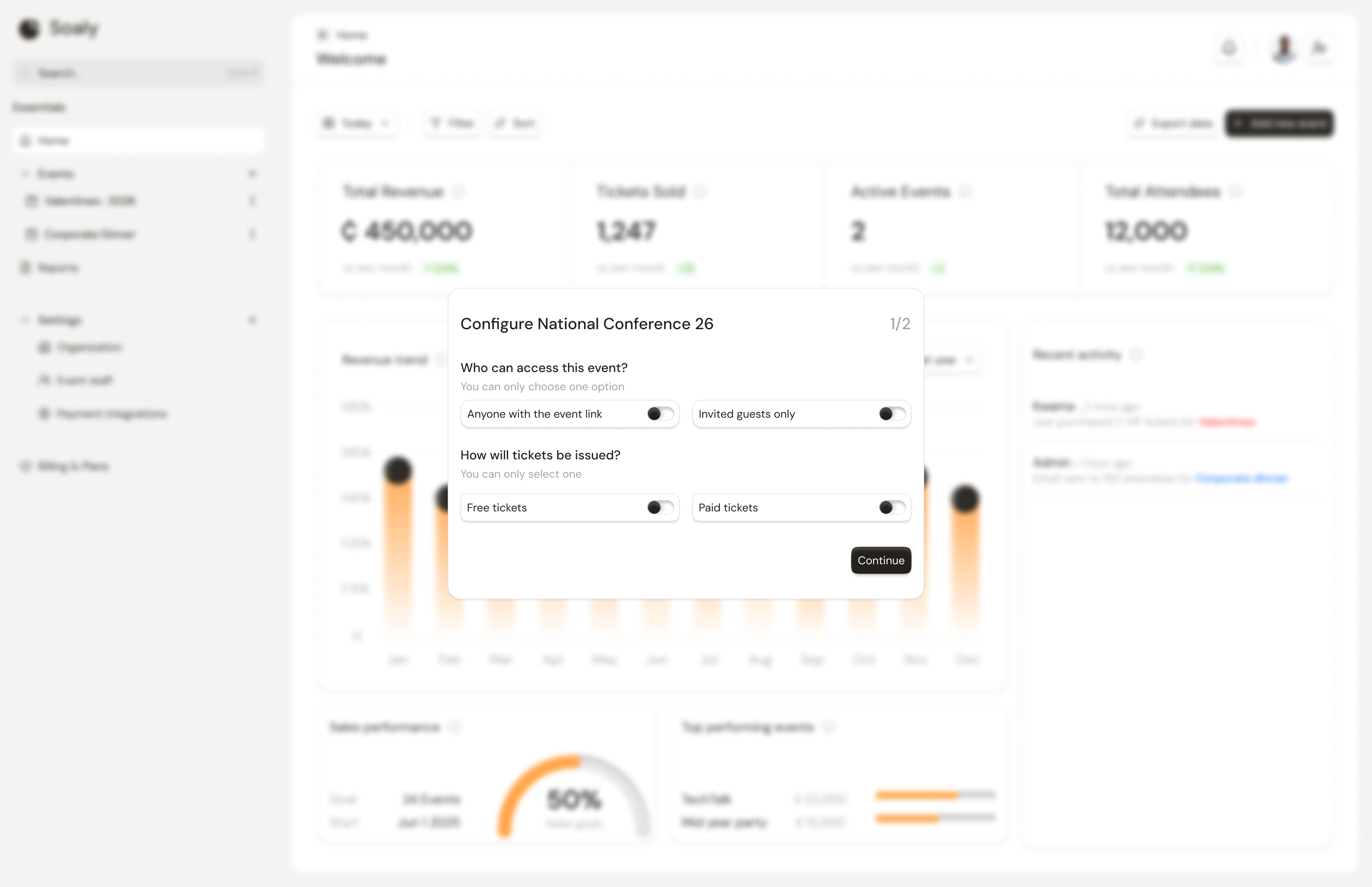 The event Configure tab