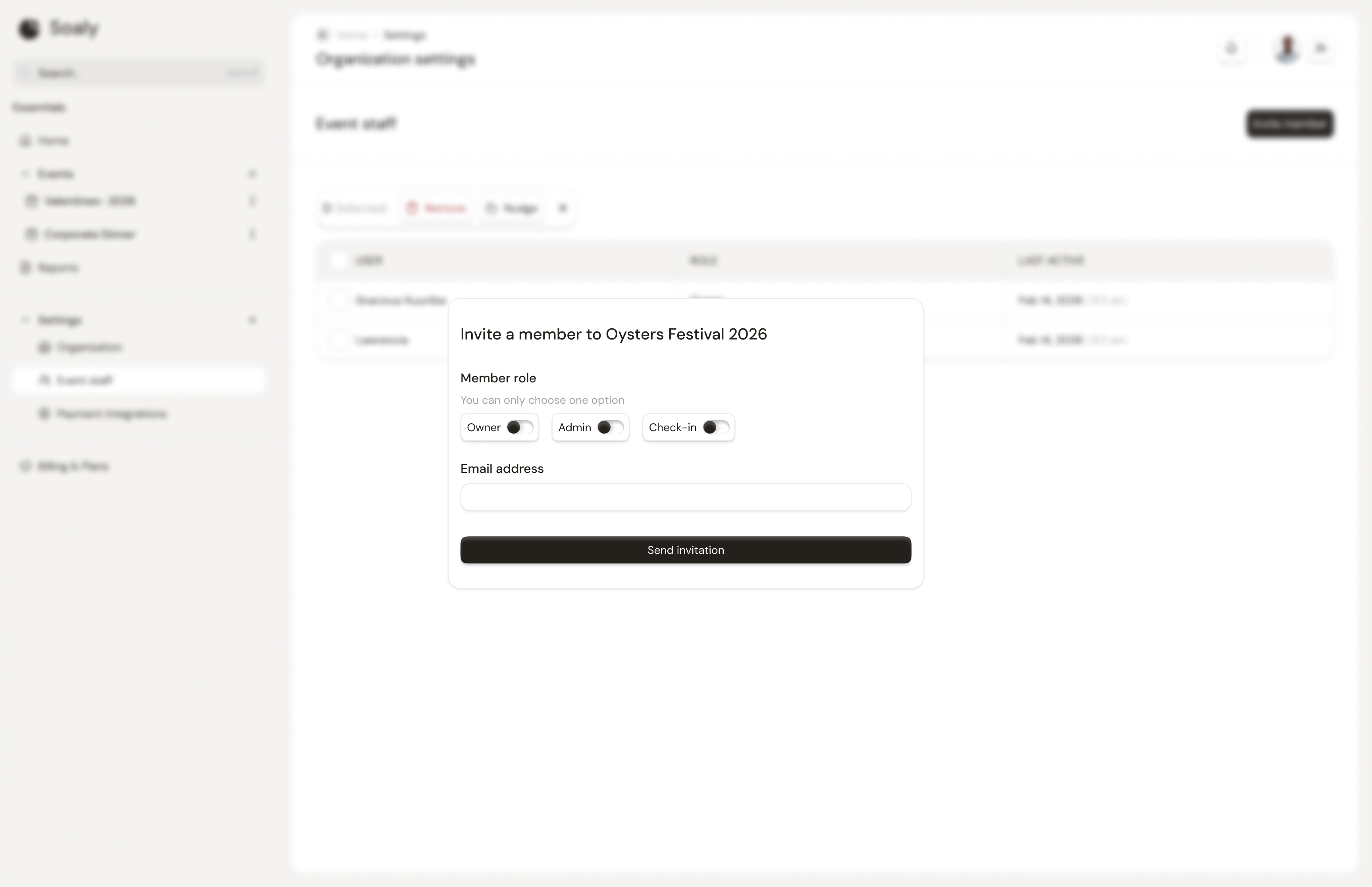 Inviting a team member
